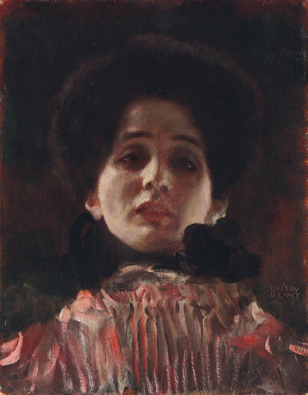 Egy hölgy teljes arcképe; Damenbildnis elöl, 1898 körül alkotó: Gustav Klimt