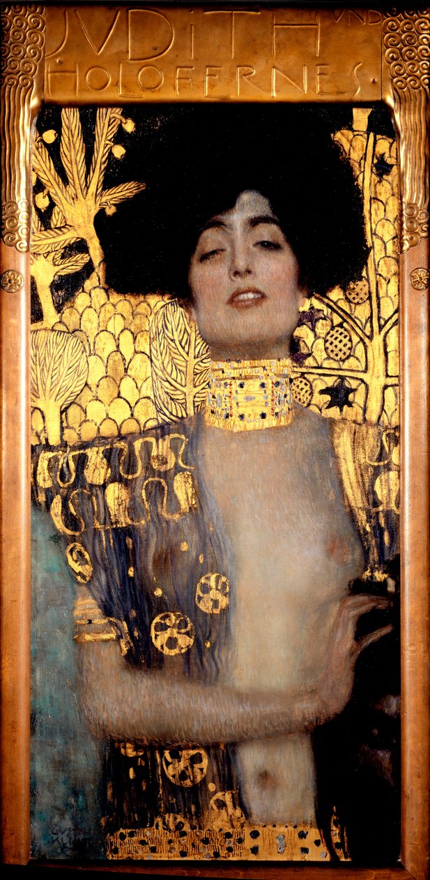 Judit és a Holofernész feje (Jodith I o Judith und Holofernes) Gustav Klimt (1862-1918) festménye 1901 V. 84x42 cm Oesterreichische Gallery im Belvedere, Bécs, Ausztria alkotó: Gustav Klimt