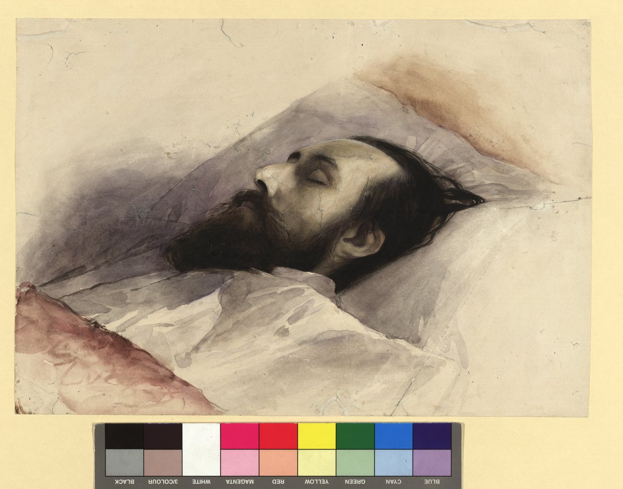 Julius Lott (1836–1883) halálos ágyán alkotó: Gustav Klimt