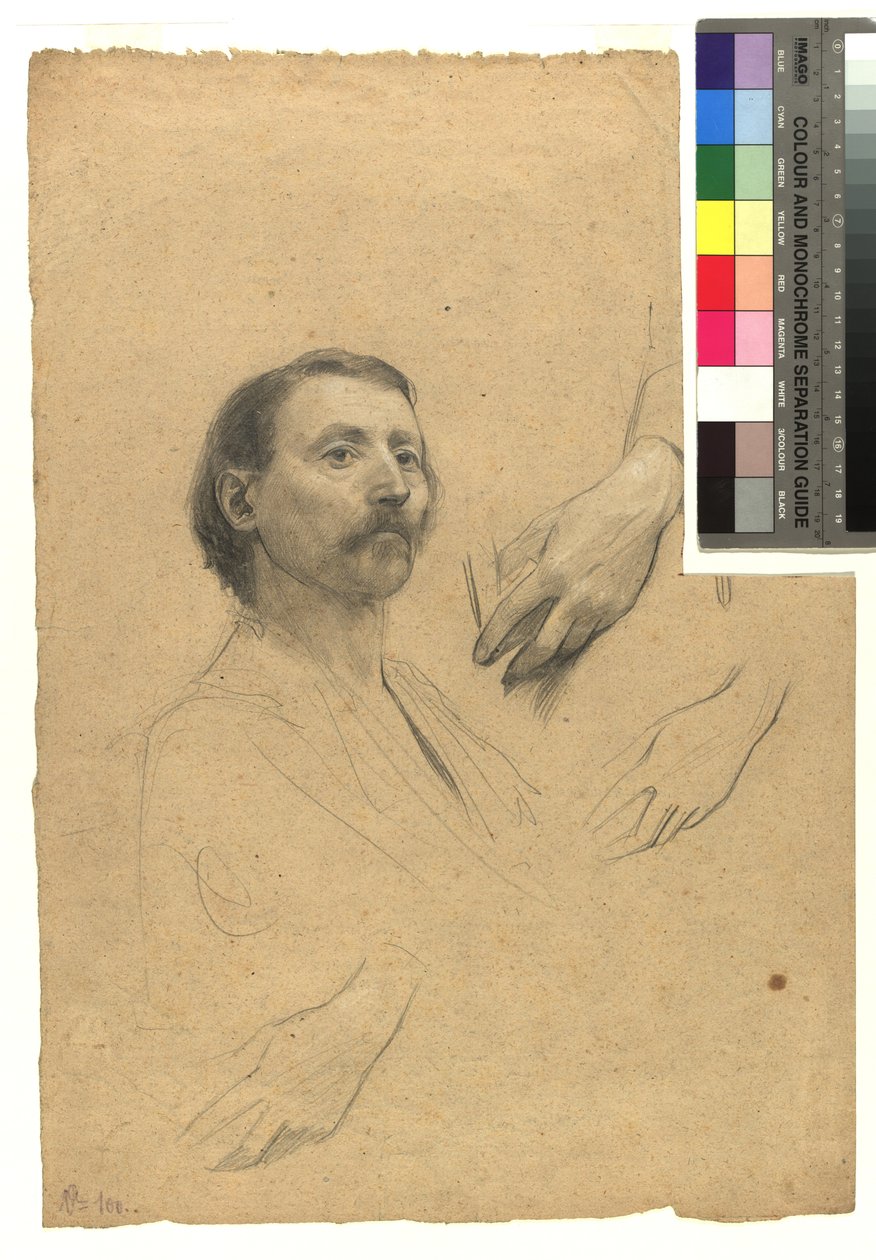 Fej- és kéztanulmány egy úriember portréjához alkotó: Gustav Klimt