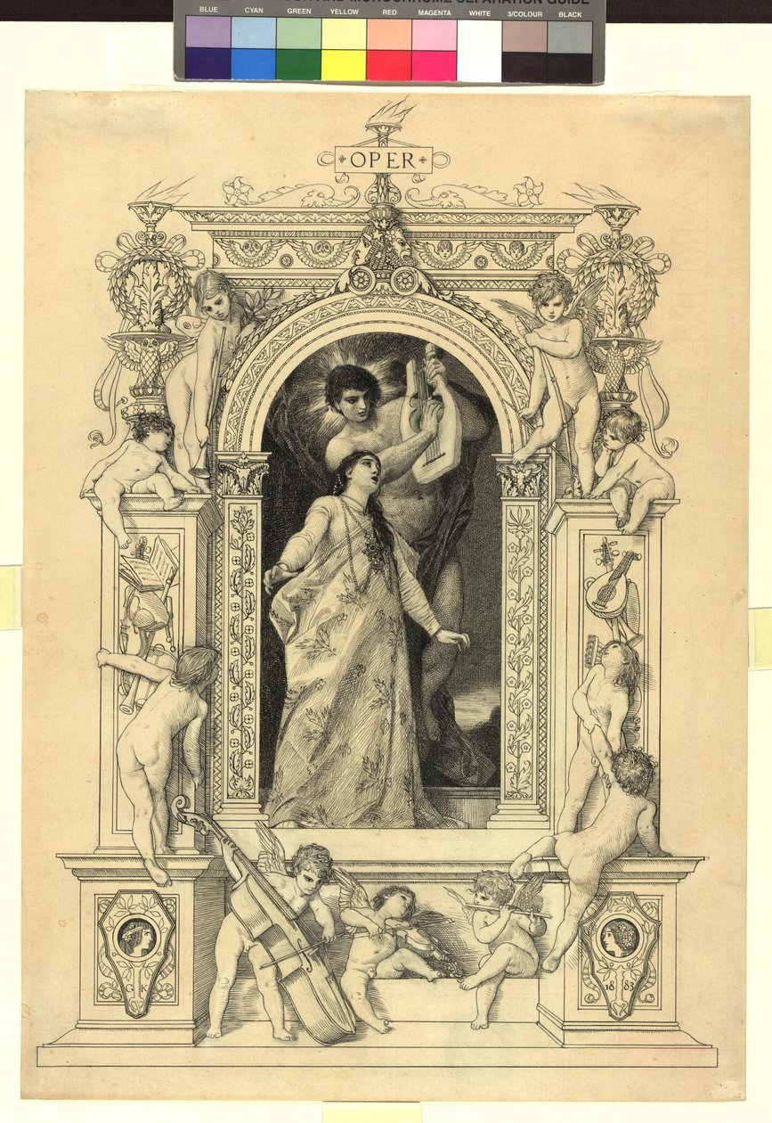 Oper (Vorlage für: Gerlach & Schenk, Allegorien und Embleme Bd. 1 Nr. 64a) alkotó: Gustav Klimt