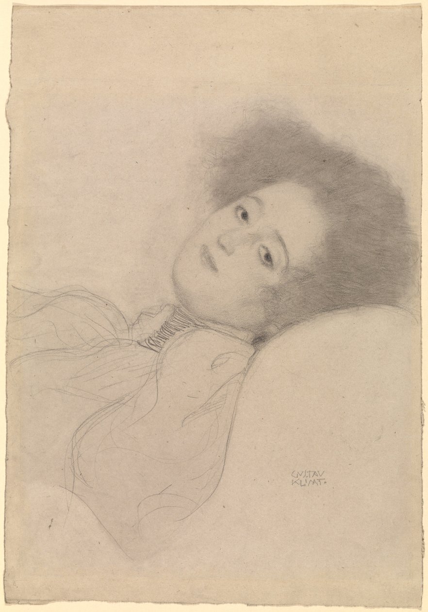 Egy fekvő fiatal nő portréja alkotó: Gustav Klimt