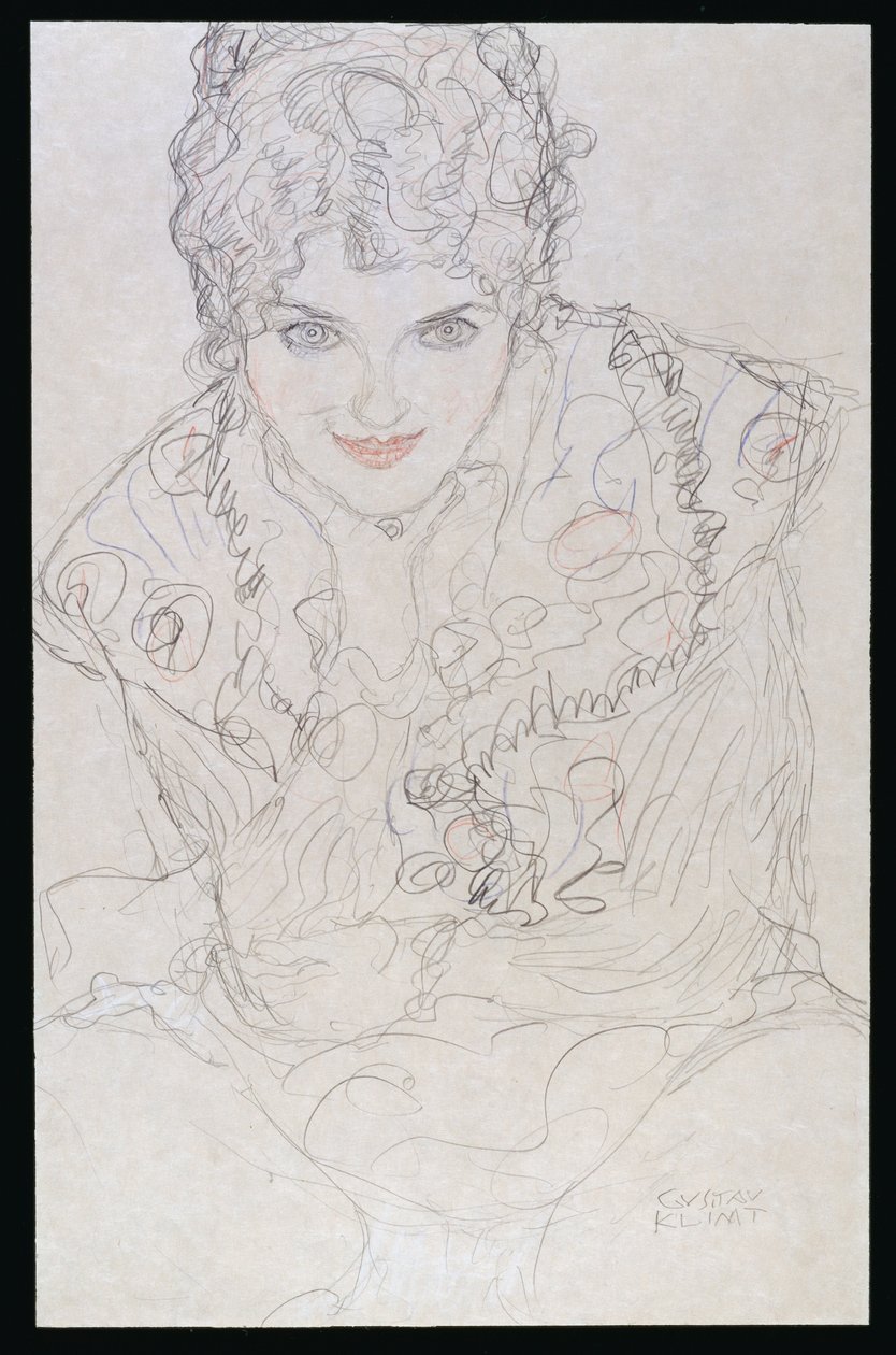 Portré jobb kézzel az állon, 1917-1918 körül alkotó: Gustav Klimt