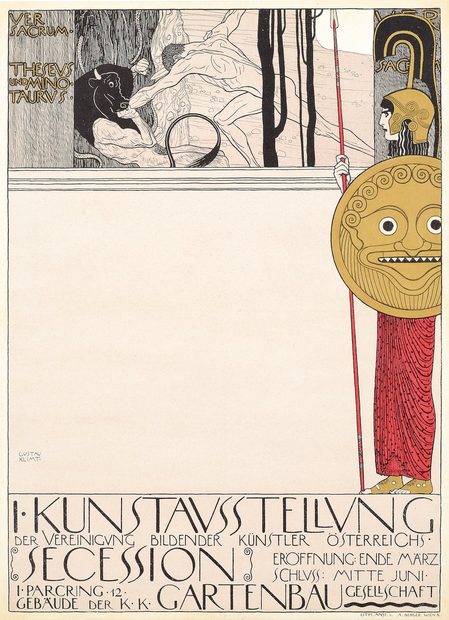 Az 1898-as bécsi első szecessziós kiállítás plakátja alkotó: Gustav Klimt