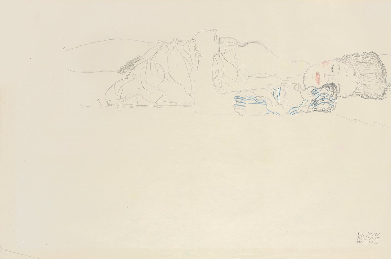 Félmeztelen fekvés jobbra, 1914-1915 körül alkotó: Gustav Klimt