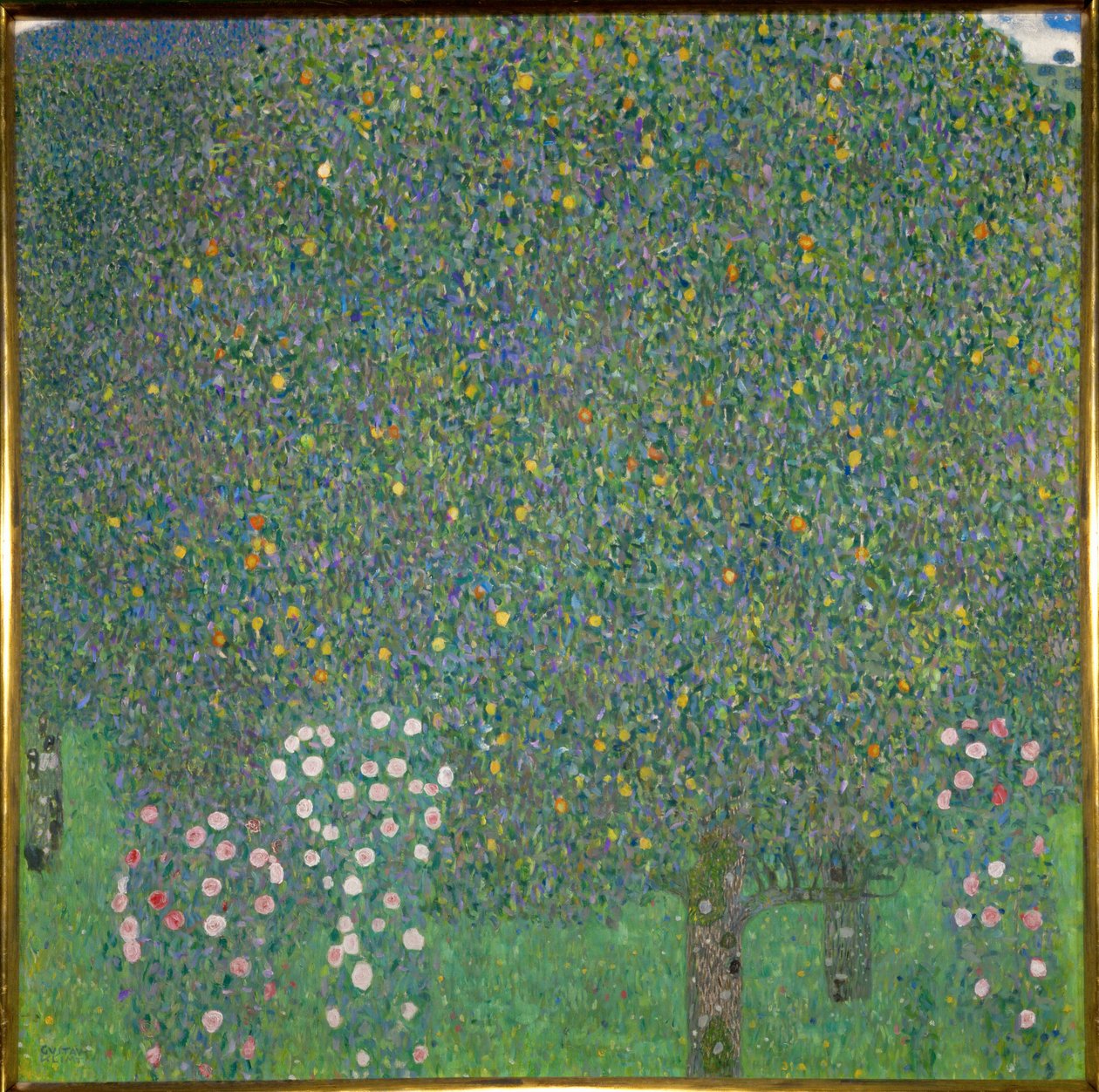 Rózsák a fák alatt. 1918 (festmény vászonra) alkotó: Gustav Klimt