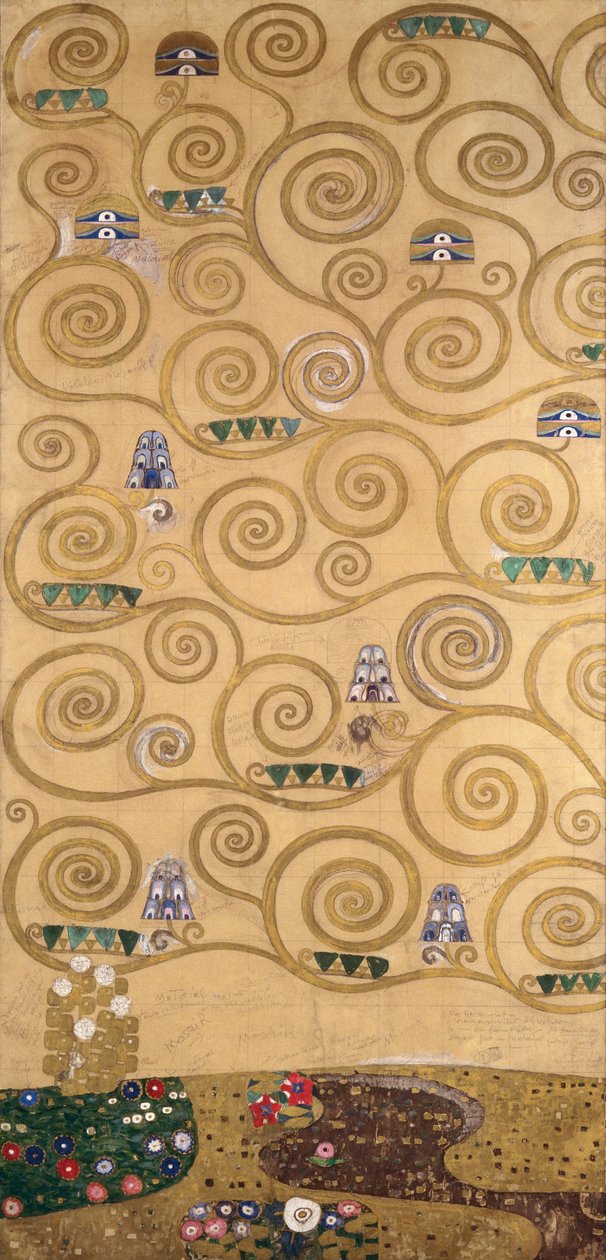 Vázlatok a brüsszeli Palais Stoclet frízéhez (akvarell és ceruza, papír) alkotó: Gustav Klimt