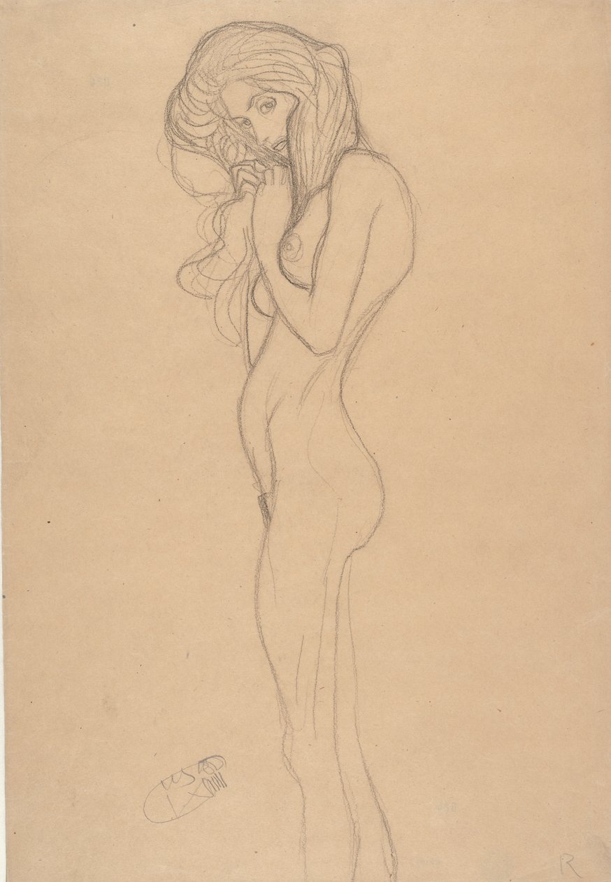 Álló női akt tanulmány a Beethoven-frízhez, 1901. alkotó: Gustav Klimt