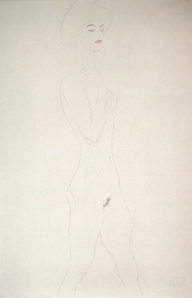 Álló akt (ceruza, papír) alkotó: Gustav Klimt