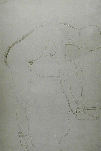 Álló akt felemelt lábakkal, 1907 körül (ceruza japán papíron) (f/w fotó) alkotó: Gustav Klimt