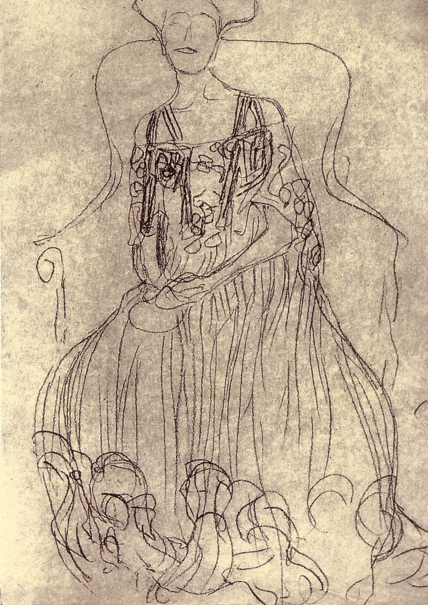 Tanulmány Adele Bloch-Bauer portréja I. festményéhez alkotó: Gustav Klimt