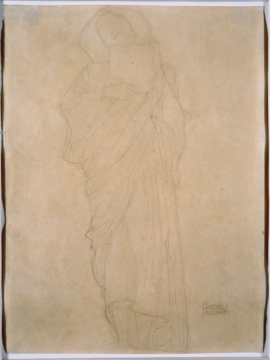 Női tanulmány a "Jurisprudence" számára, 1903 körül (grafit, papír) alkotó: Gustav Klimt