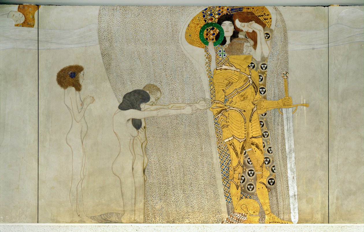 A Bécsi Művészegyesület Szecesszió 1902-es kiállításának középpontjában Max Klinger Beethoven-emlékműve állt. alkotó: Gustav Klimt