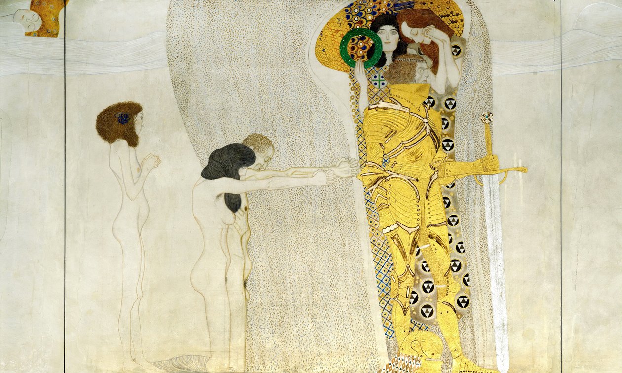 A Beethoven-fríz, Részlet: Lovag ragyogó páncélban, 1902 alkotó: Gustav Klimt