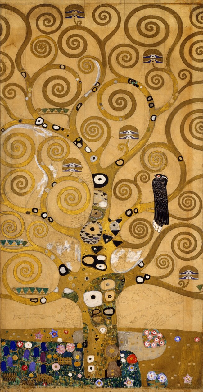 Életfa (Stoclet Frieze) bal oldali részlet, 1905-2009 körül (tempera és akvarell) alkotó: Gustav Klimt