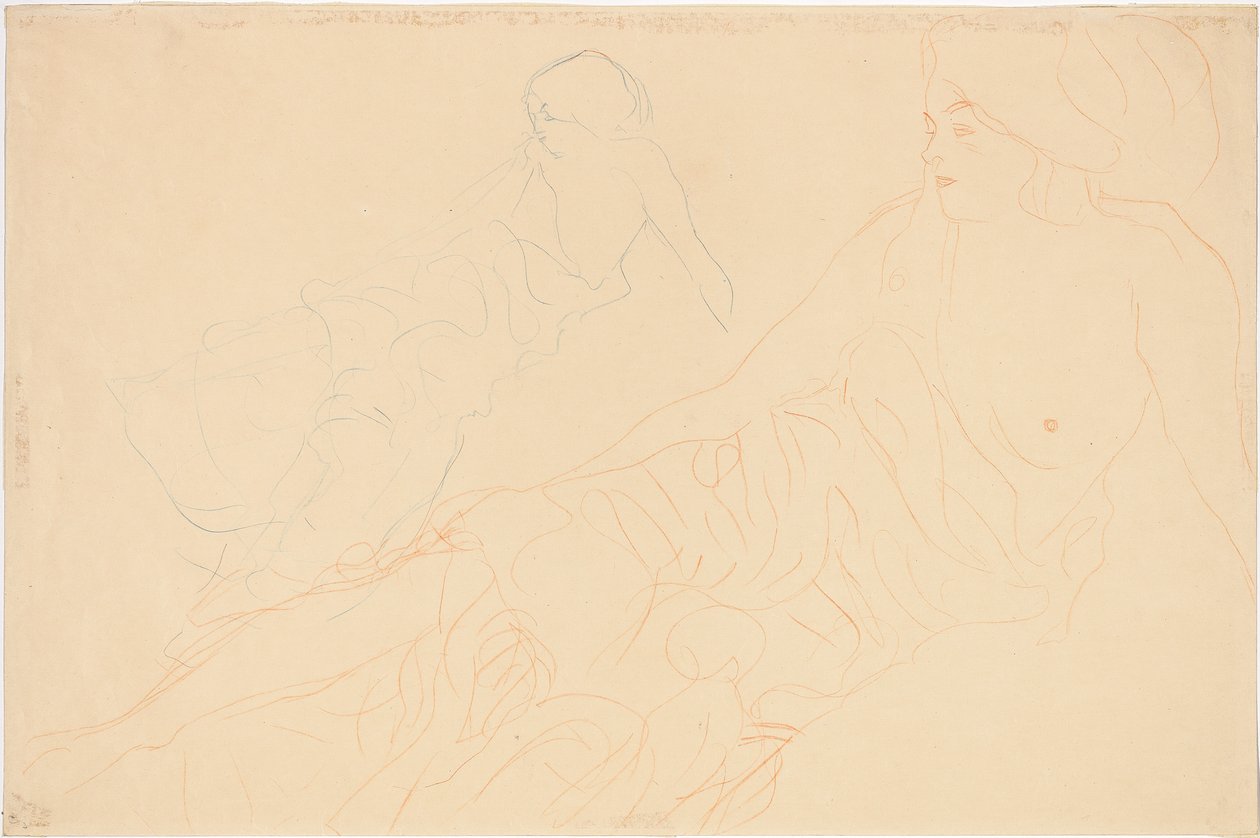 Két tanulmány egy fekvő nőről, 1913 alkotó: Gustav Klimt