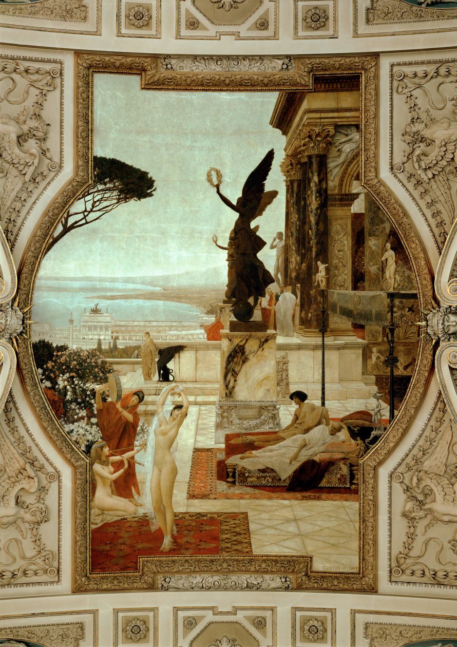 Bécsi Burgtheater (Udvari Színház), lépcsőház (balra): Taorminai antik színház alkotó: Gustav Klimt