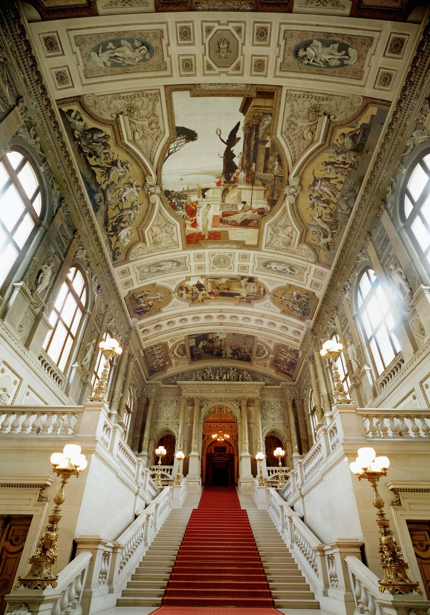 Bécsi Burgtheater (Udvari Színház), lépcsőház (balra): Taorminai színház alkotó: Gustav Klimt
