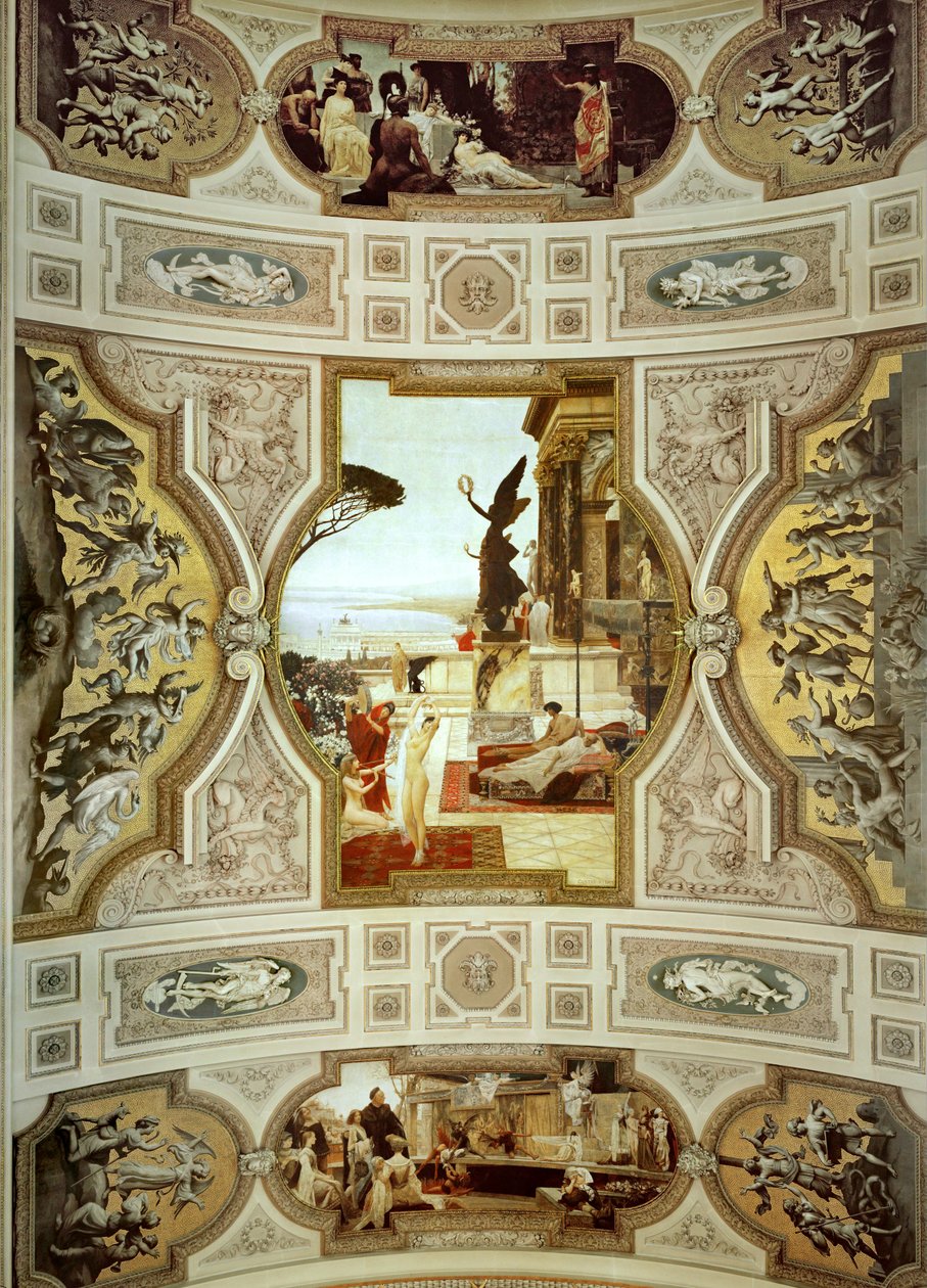 Bécsi Burgtheater (Udvari Színház), lépcsőház (balra): Taorminai színház, részlet alkotó: Gustav Klimt