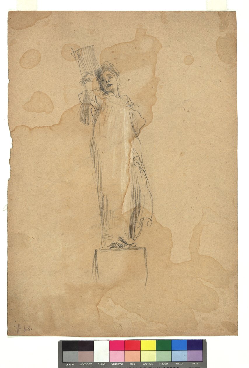 Weibliche Figur auf einem Sockel alkotó: Gustav Klimt