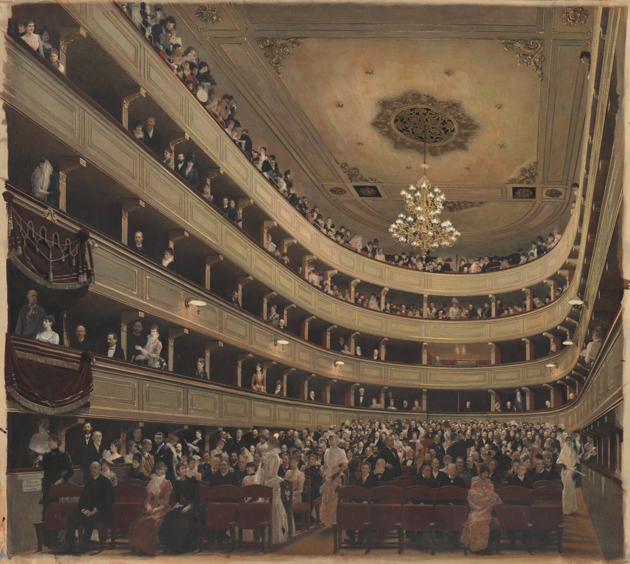 Nézőtér a régi Burgtheaterben alkotó: Gustav Klimt