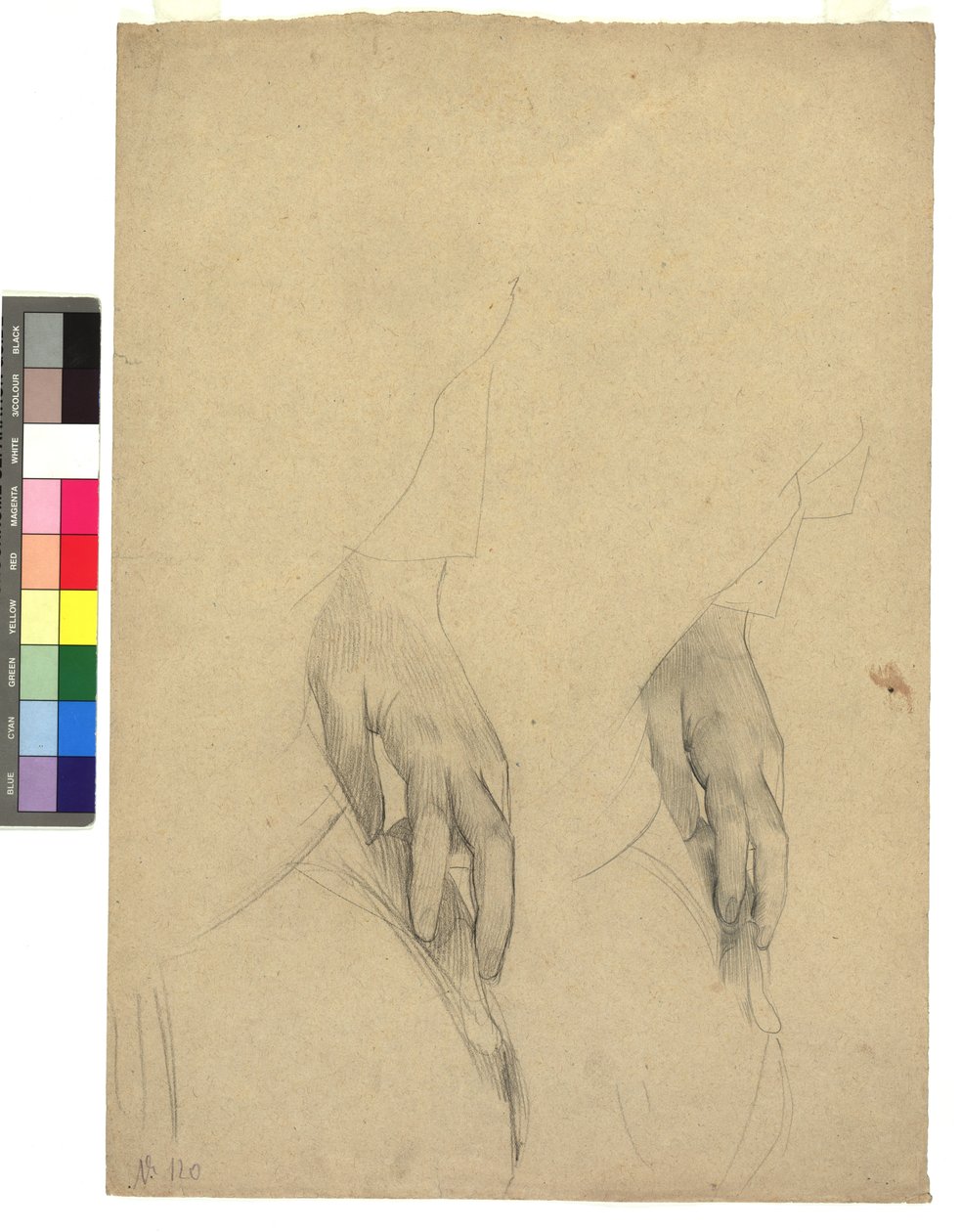 Zwei Handstudien, Finger ans Ohr gelegt alkotó: Gustav Klimt