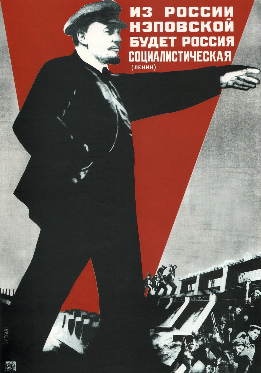 A NEP-ből Oroszország jön a Szocialista Oroszország!, 1930 alkotó: Gustav Klutsis
