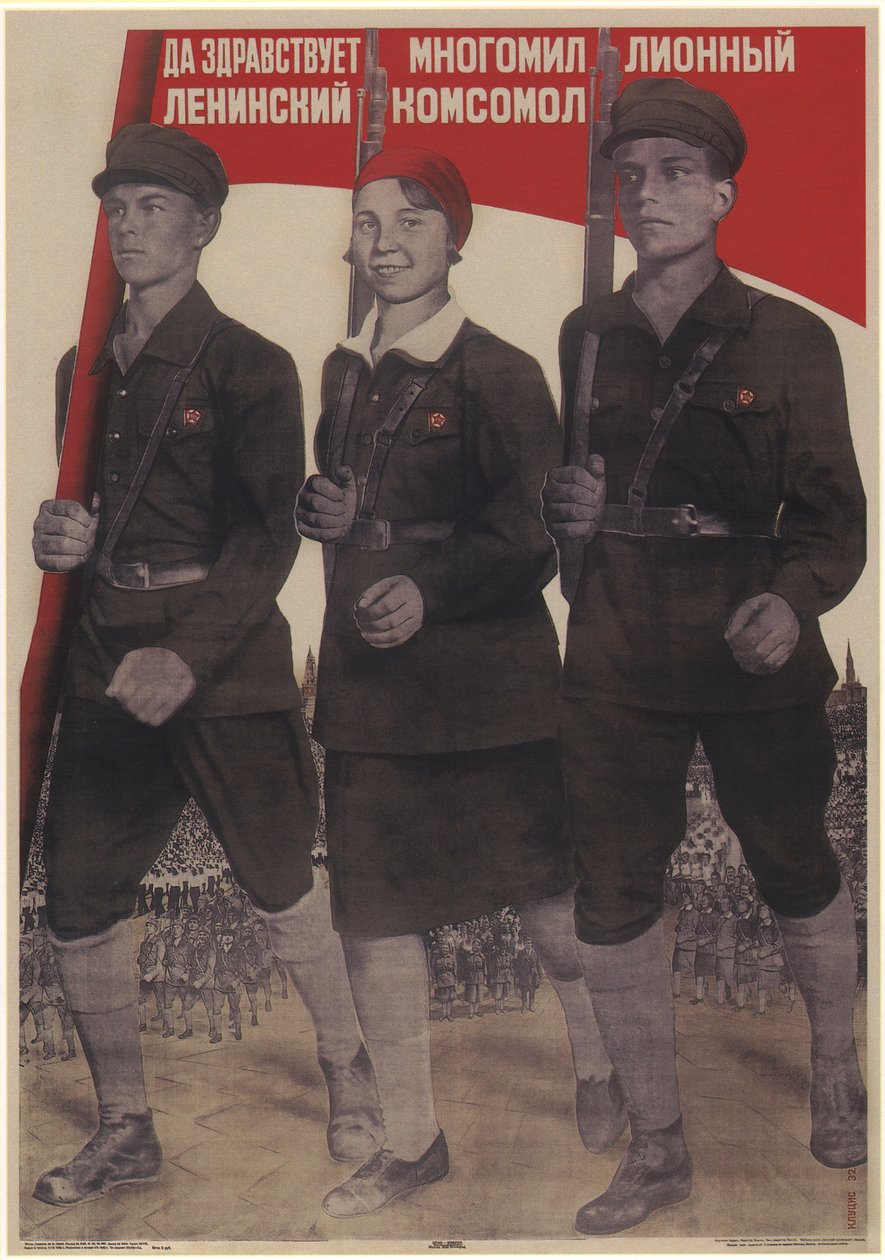 Éljen a több millió tagot számláló Lenini Komszomol, 1932 alkotó: Gustav Klutsis