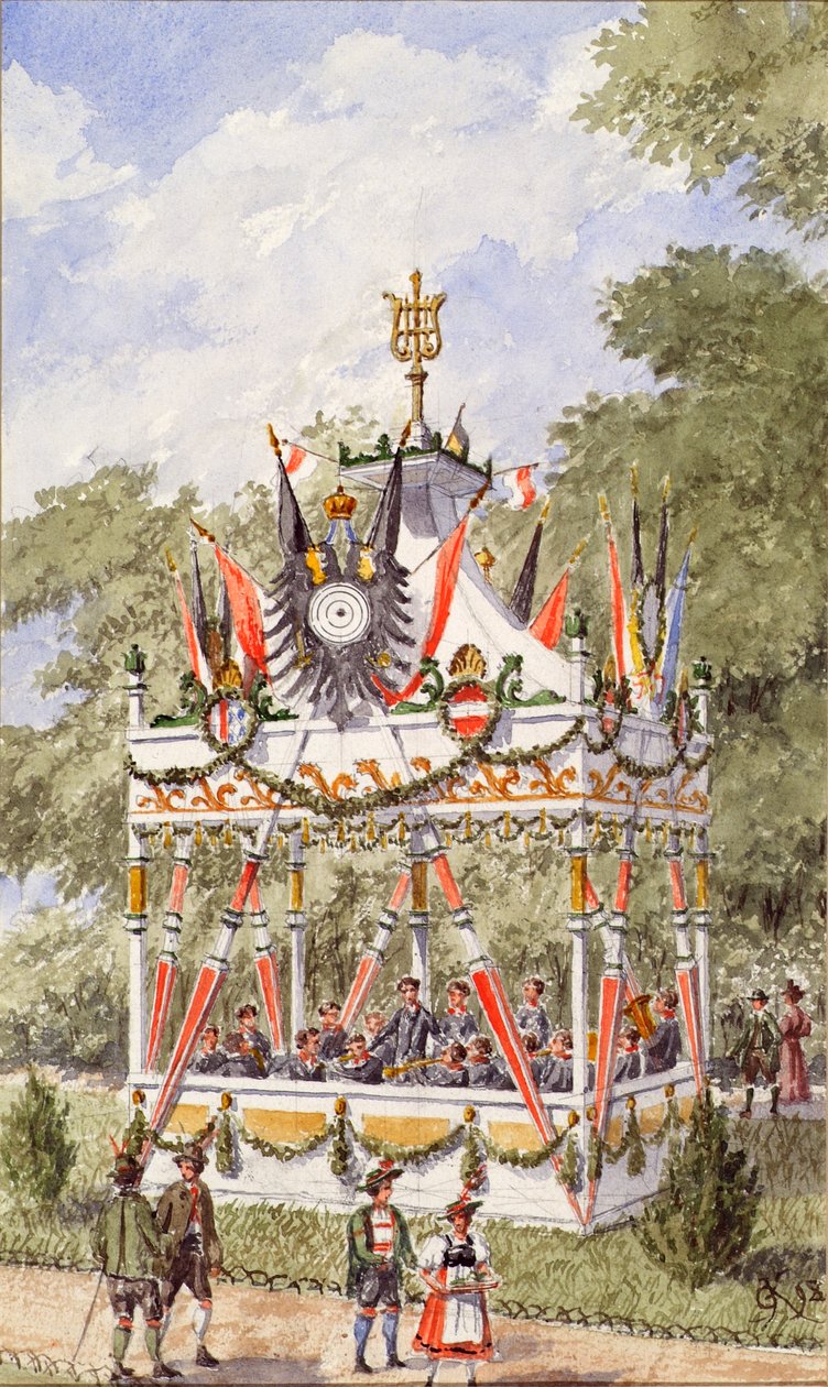 A Wiener Schützenfest zenepavilonja 1898-ban alkotó: Gustav Korompay