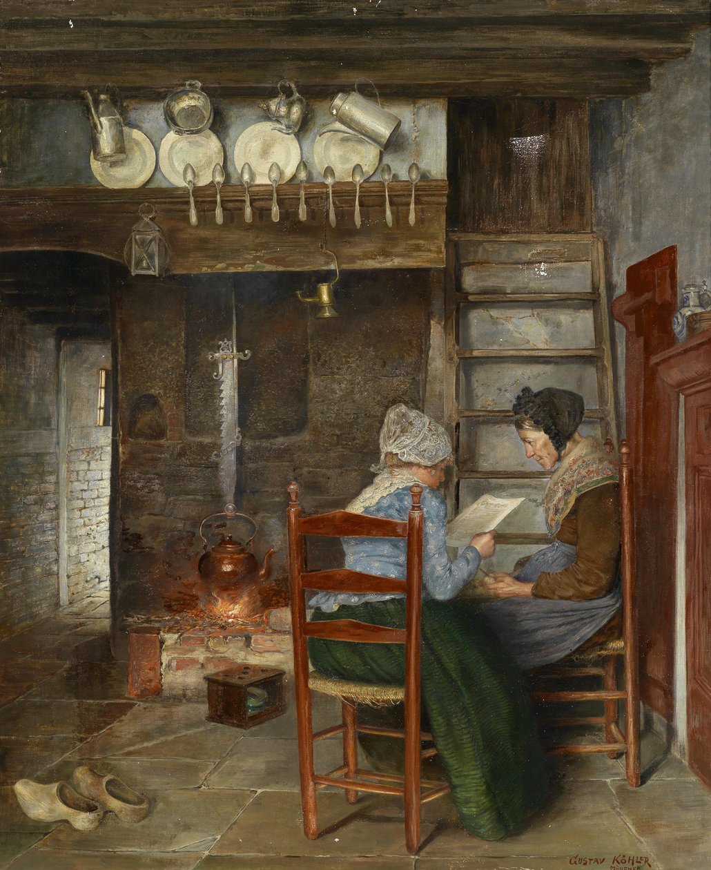 Interieurszene alkotó: Gustav Köhler
