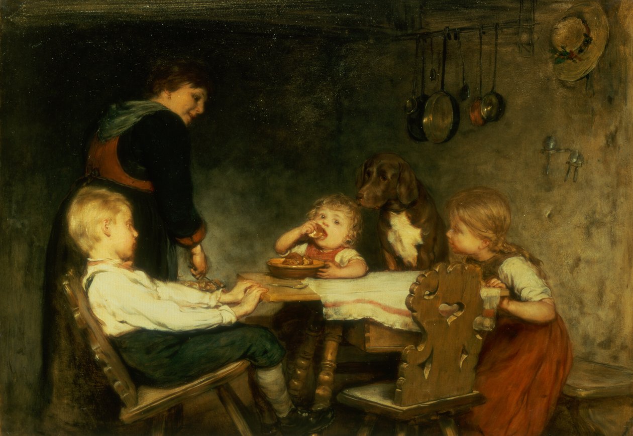 Tea idő (olaj a panelen) alkotó: Gustav Laeverenz