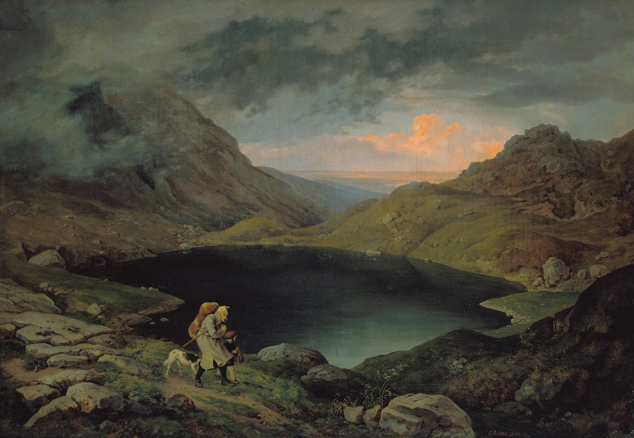 Tó a Riesengebirge-ben, 1839 alkotó: Gustav Karl Ludwig Richter