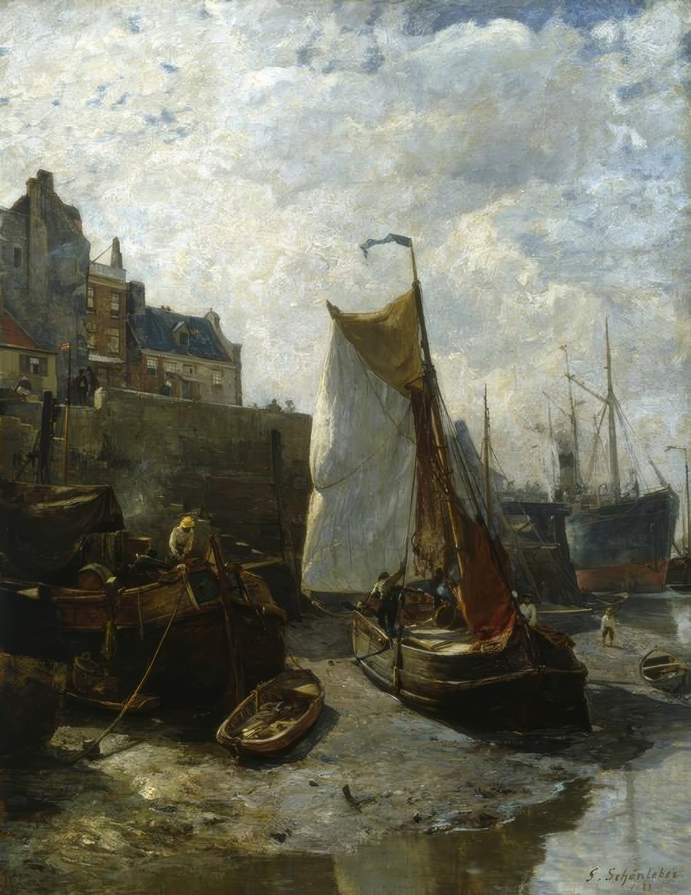 Apály Antwerpen kikötőjében alkotó: Gustav Schönleber