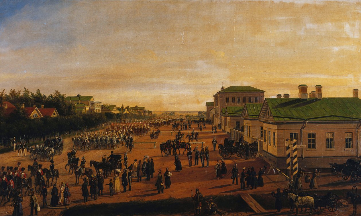 Miklós cár visszatér a katonai parádéről Krasznoe Selóban, 1848 alkotó: Gustav Schwarz