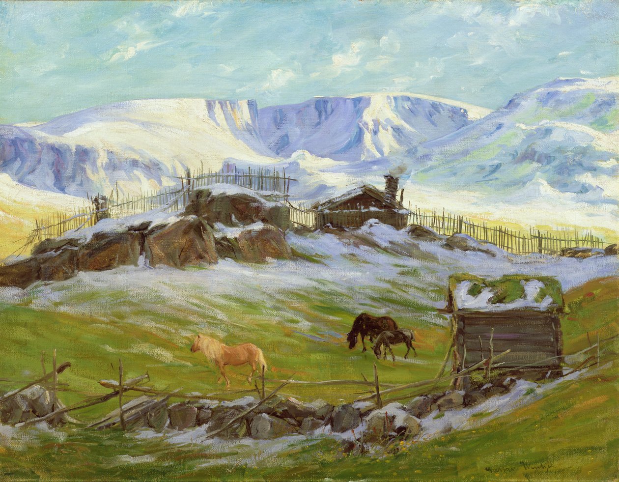 Reggeli nap a hegy felett, Vaga (olaj, vászon) alkotó: Gustav Wentzel