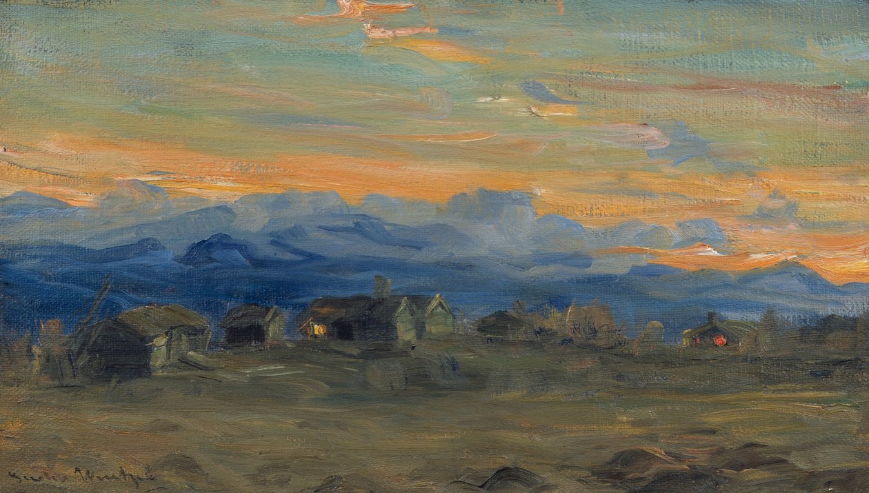 Hegyi farm esti fényben alkotó: Gustav Wentzel