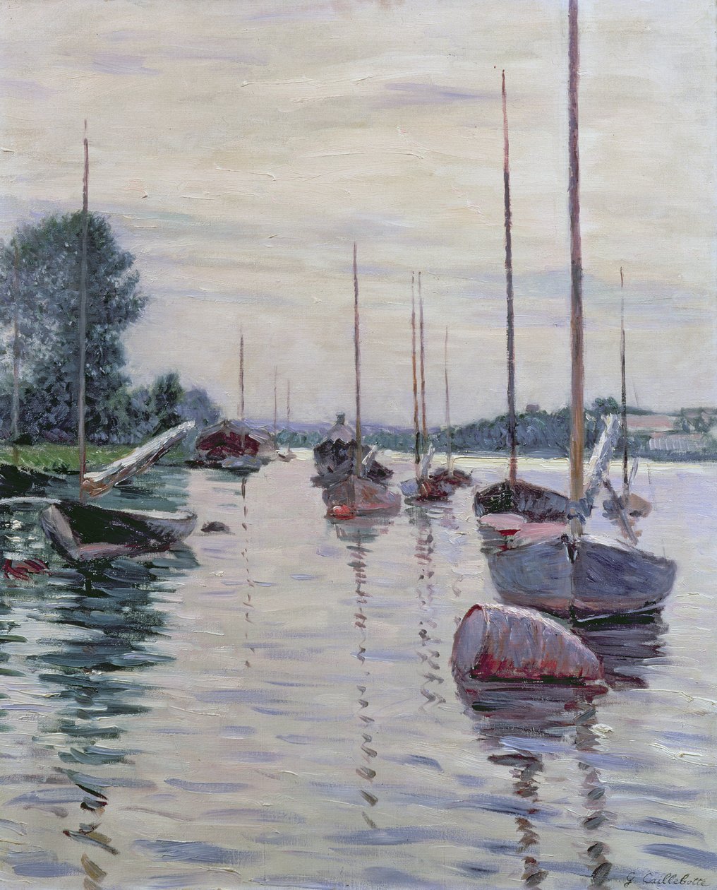A Szajnán horgonyzó csónakok alkotó: Gustave Caillebotte
