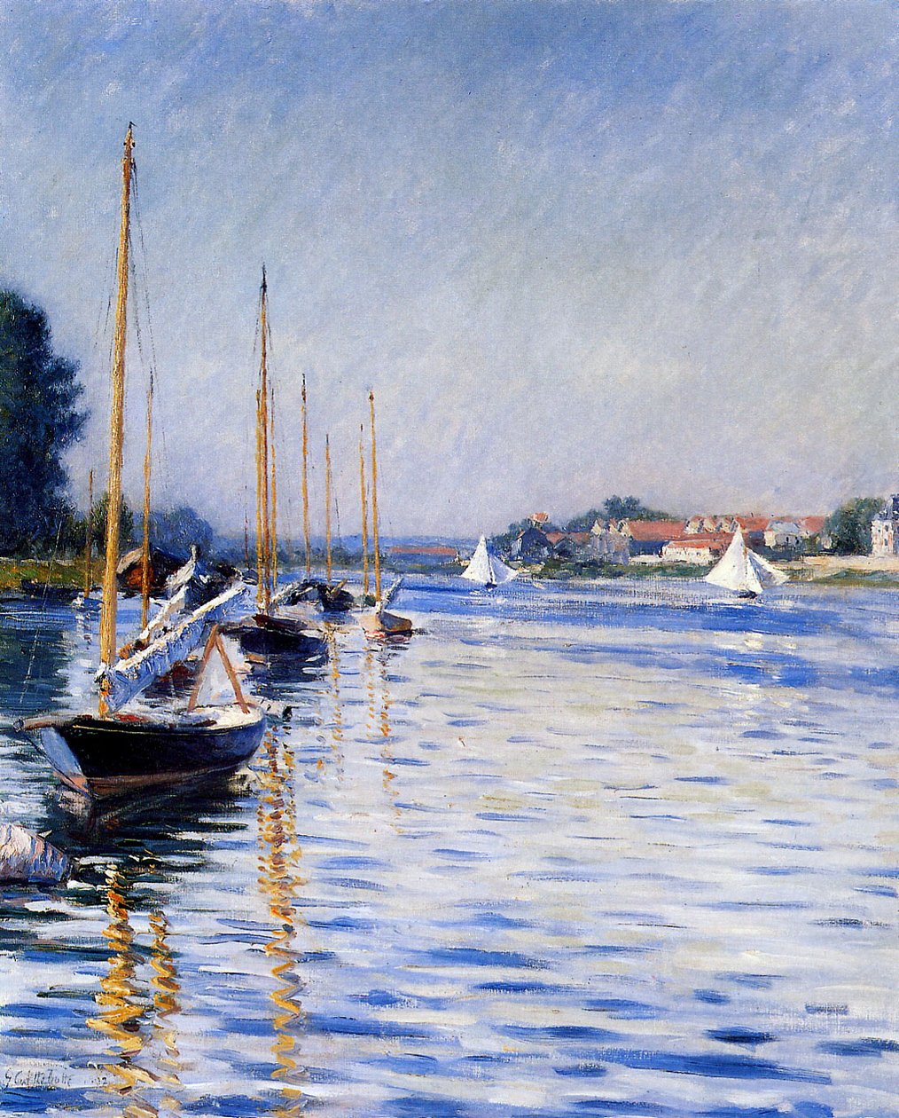 Hajók a Szajnán alkotó: Gustave Caillebotte