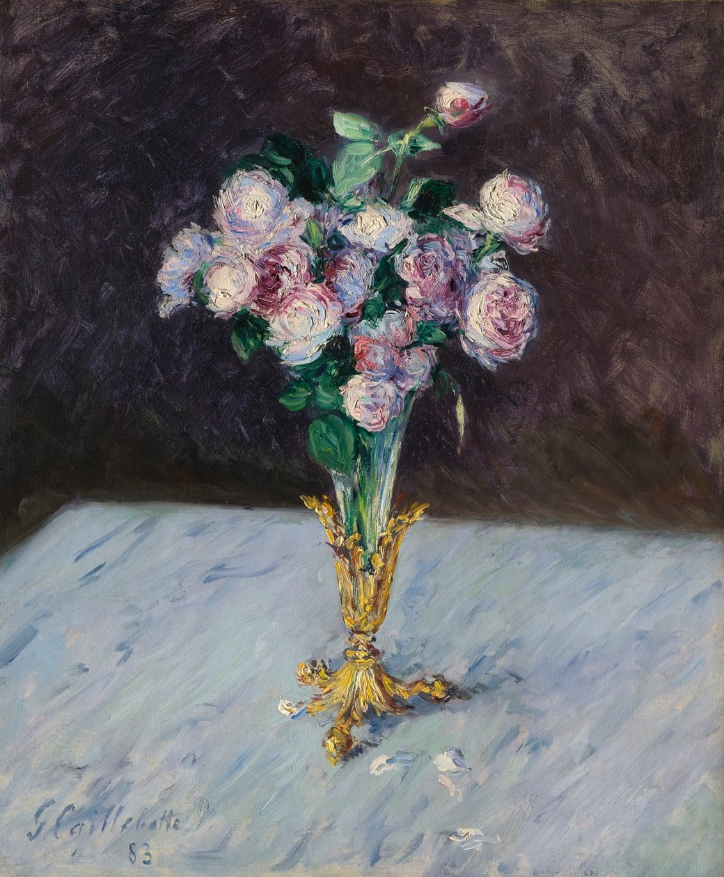 Csokor rózsa kristályvázában alkotó: Gustave Caillebotte