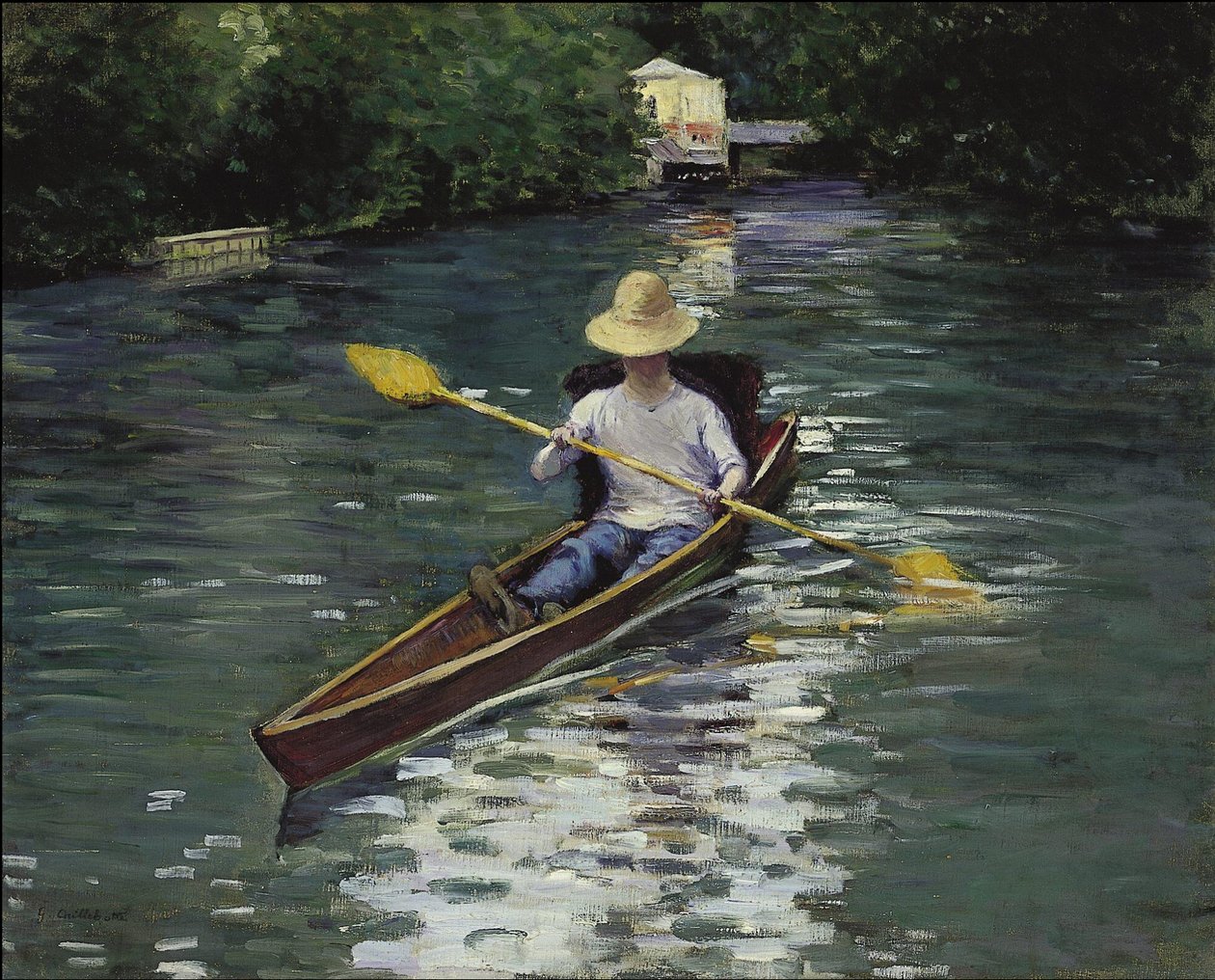 Kajak -kenu a Yerres folyón alkotó: Gustave Caillebotte