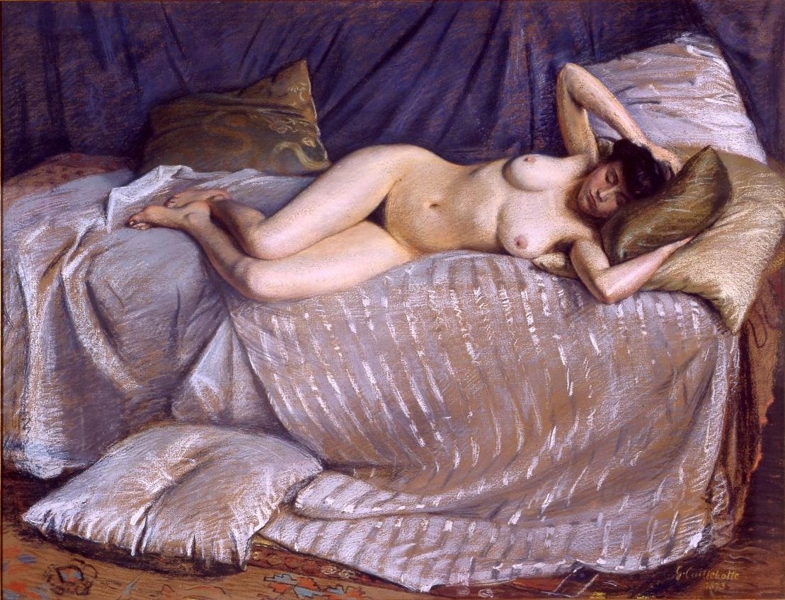 Meztelen nő fekszik a kanapén alkotó: Gustave Caillebotte