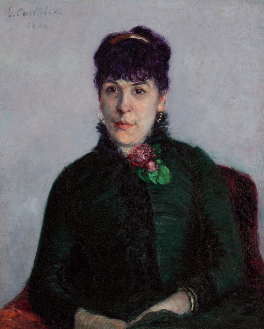 A nő a rózsával alkotó: Gustave Caillebotte