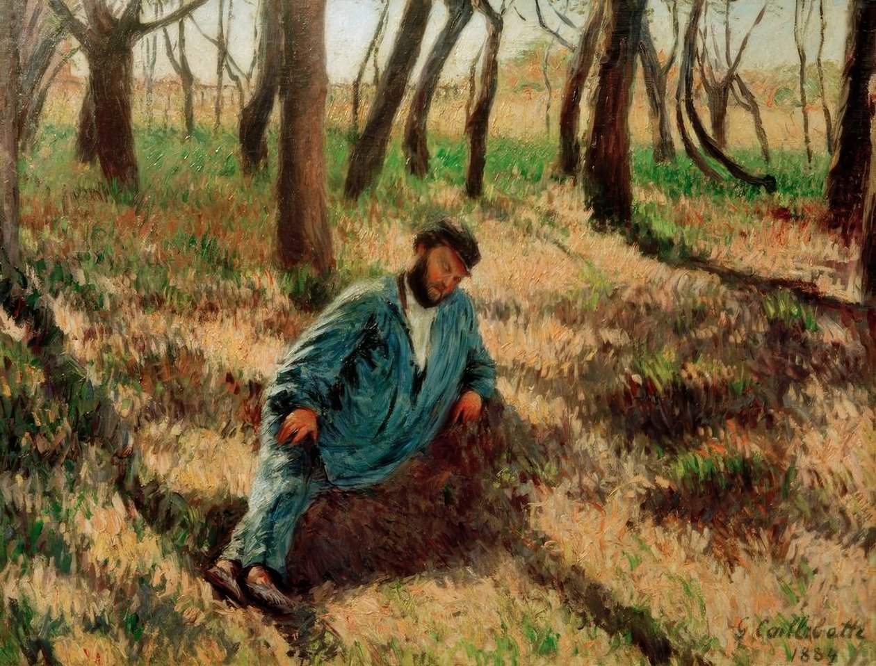 Magloire atya egy erdőben fekszik alkotó: Gustave Caillebotte