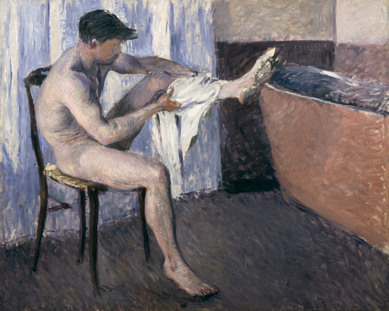 Férfi szárítja a lábát alkotó: Gustave Caillebotte