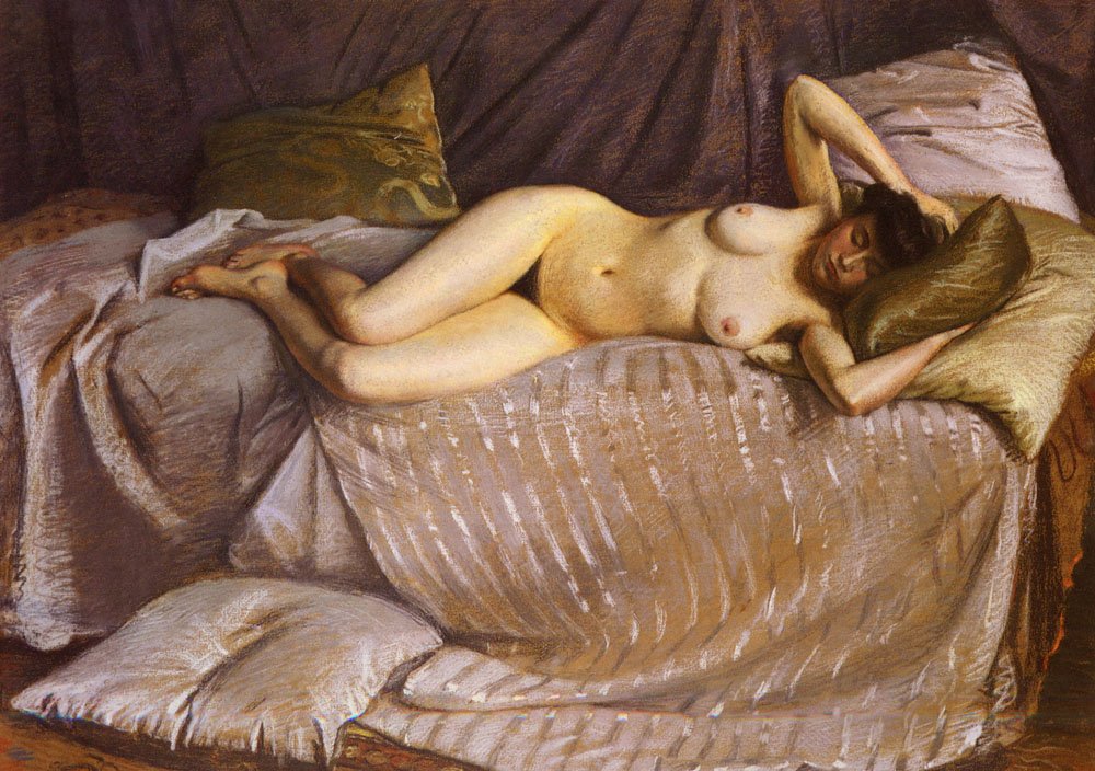 Meztelen nő hever a kanapén alkotó: Gustave Caillebotte