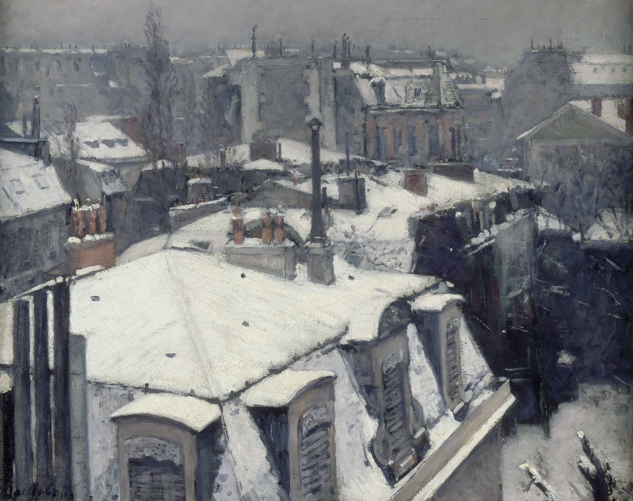 Háztetők a hóban alkotó: Gustave Caillebotte