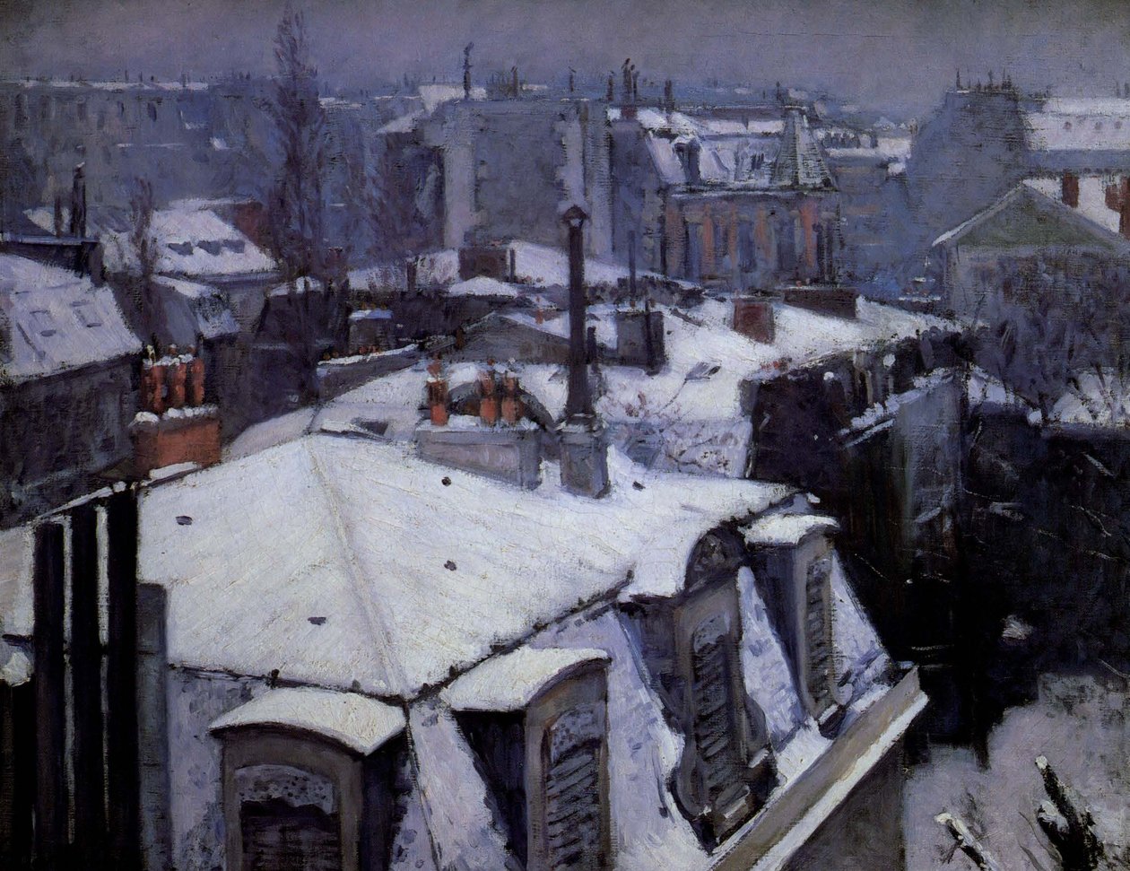 Tetők hó alatt alkotó: Gustave Caillebotte