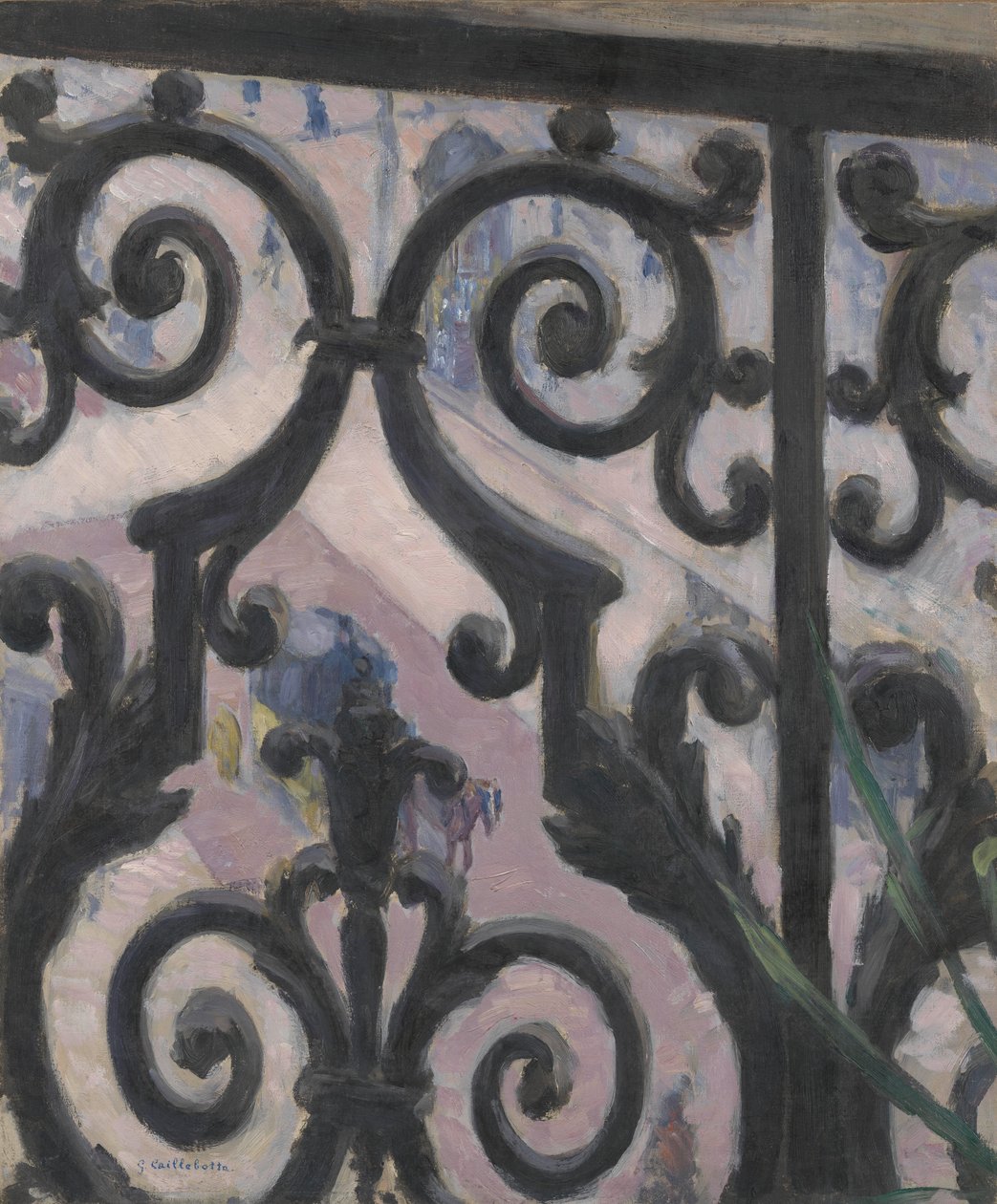 Kilátás az erkélyen keresztül alkotó: Gustave Caillebotte