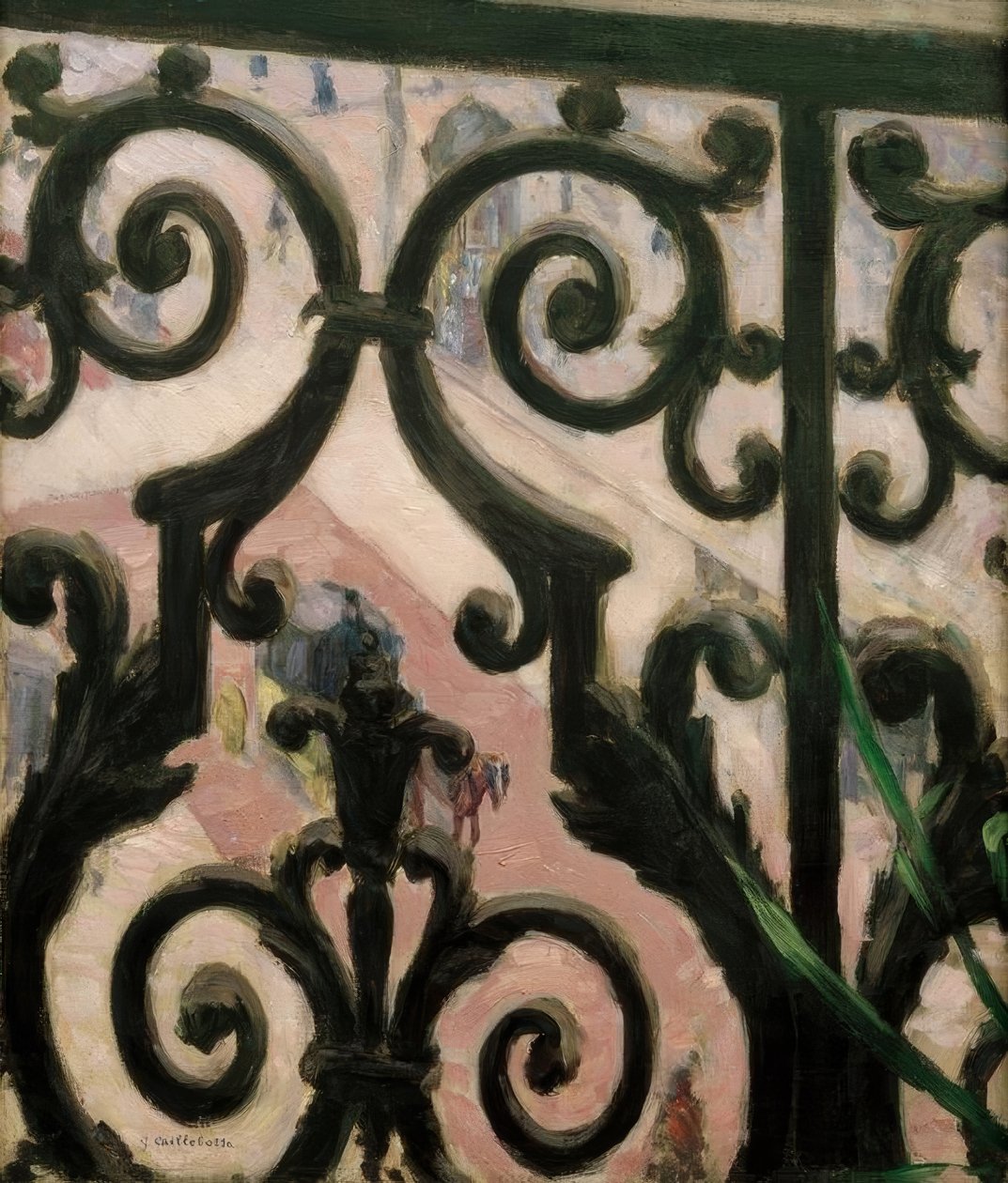 Kilátás az erkélyen keresztül alkotó: Gustave Caillebotte