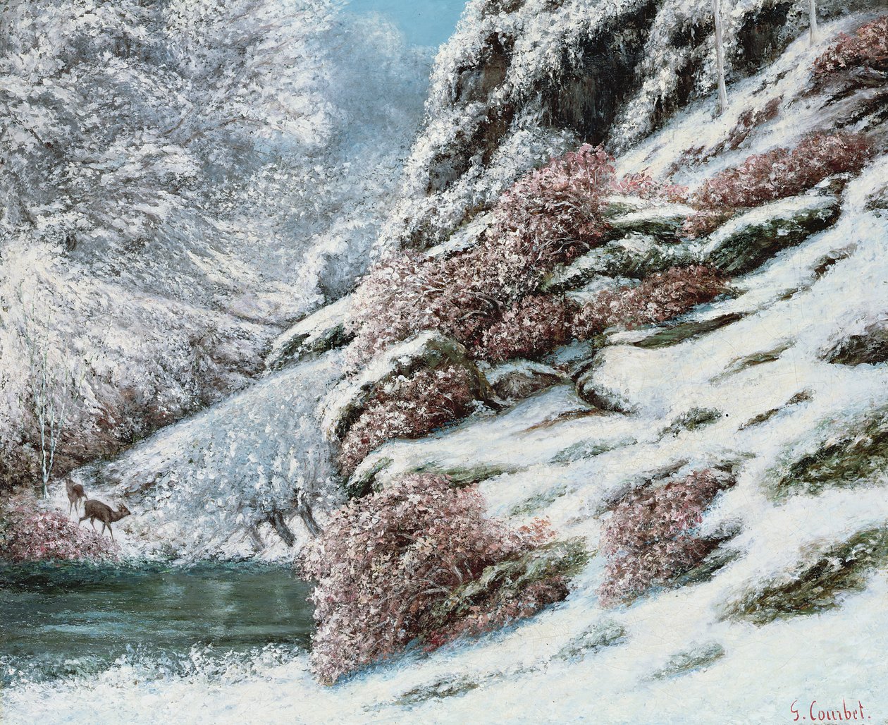 Szarvas havas tájon, 1867 alkotó: Gustave Courbet